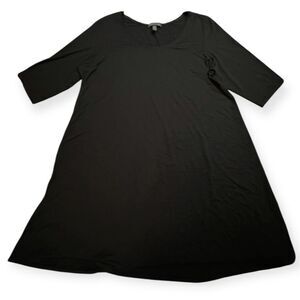 EILEEN FISHER Women’s Black 1/2 Sleeve Scoop Neck Swing Dress Size Large